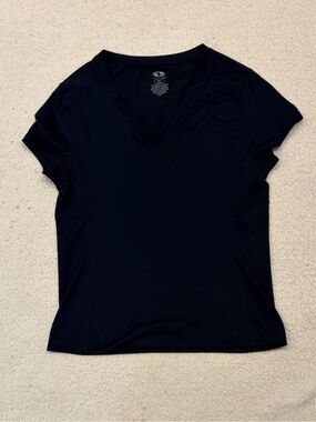 Athletic Works Navy Blue V-Neck Athletic T-Shirt (Size M / 8-10)